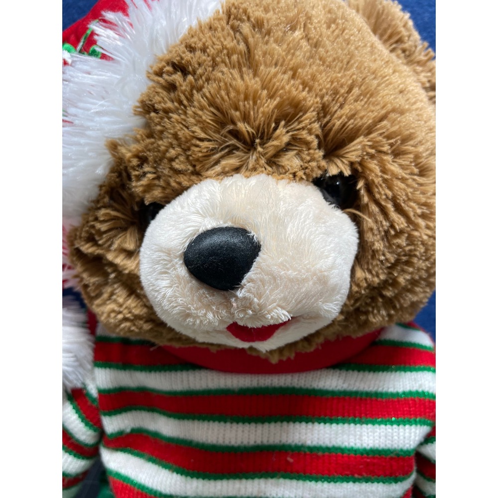 Snowflake Teddy Bear Brown‎ Red Green 2021 Holiday Christmas Striped Sweater - Picture 2 of 11